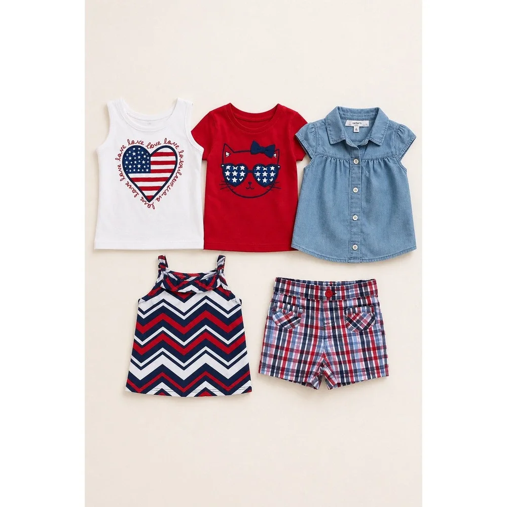 Carter's Okie Dokie Jumping Beans NWT Patriotic Red White Blue Wardrobe 6 mo NEW
